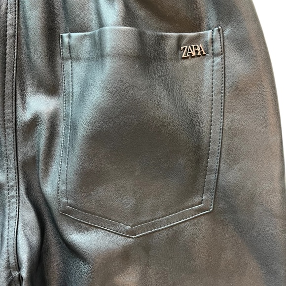 Zara Paper-bag Waist Faux Leather Pants. size 00 - Picture 5 of 5